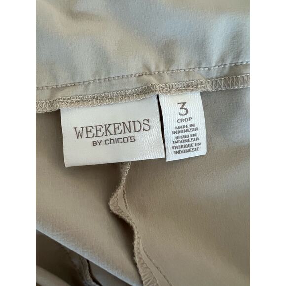 2 Piece WEEKENDS by CHICO'S Beige Performance Set Zip Vest and Crop Pants 3 (16) - Picture 13 of 16